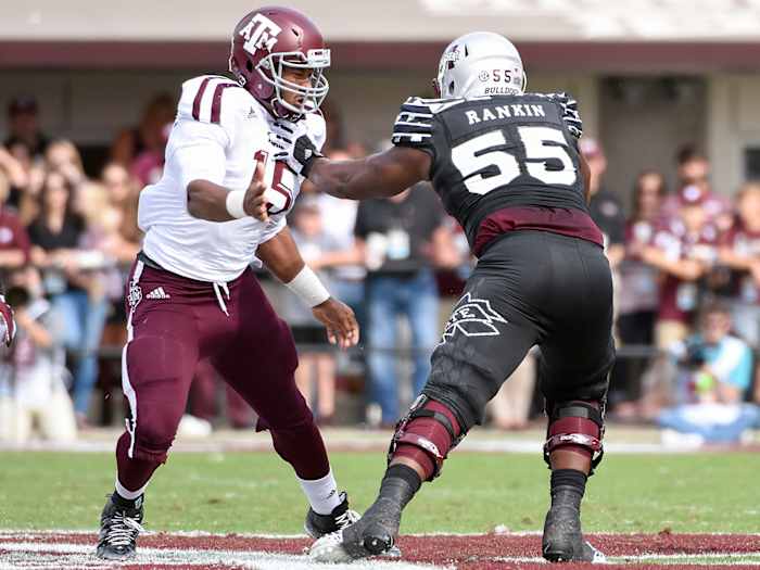 After one more year of blocking the SEC's best edge rushers (as he did last year against No. 1 pick Myles Garrett), Mississippi State's Martinas Rankin could be headed for Round 1 himself.